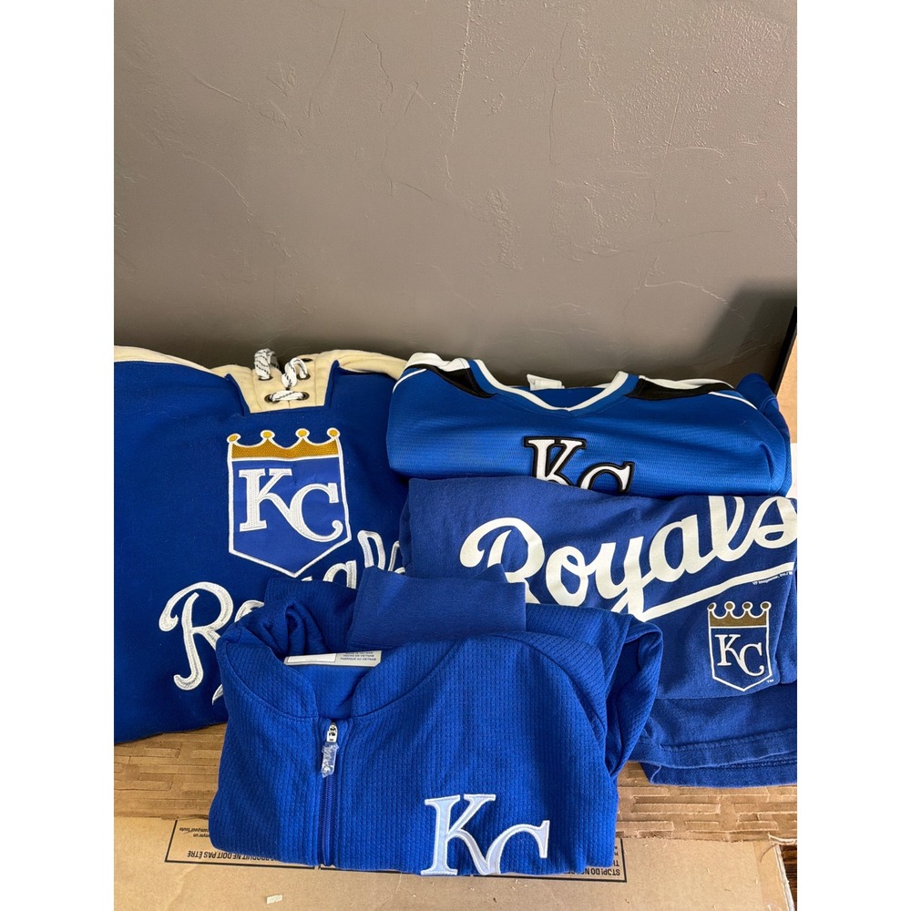 Kansas City Royals Bundle Majestic XL 2XL Hoodie Quarter Zip T-Shirt Jersey Lot